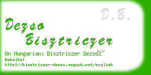 dezso bisztriczer business card